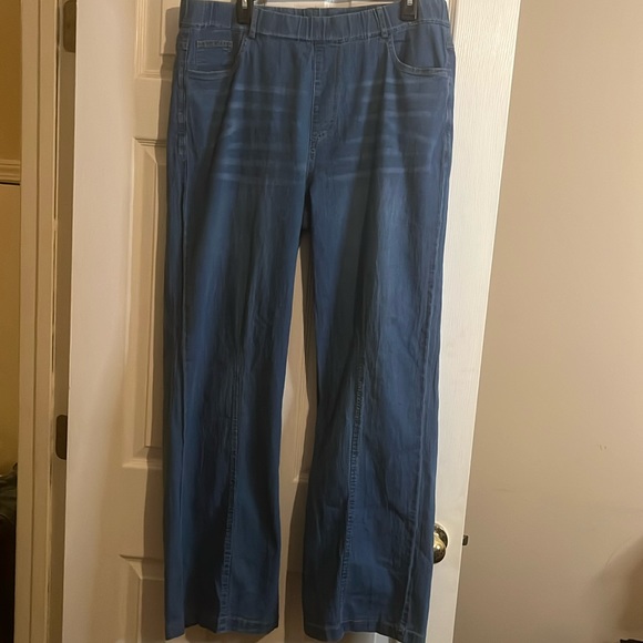 Denim Wide Legs Pull Up Jeans-Various - Picture 2 of 6